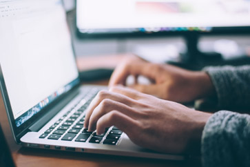 typing on keyboard